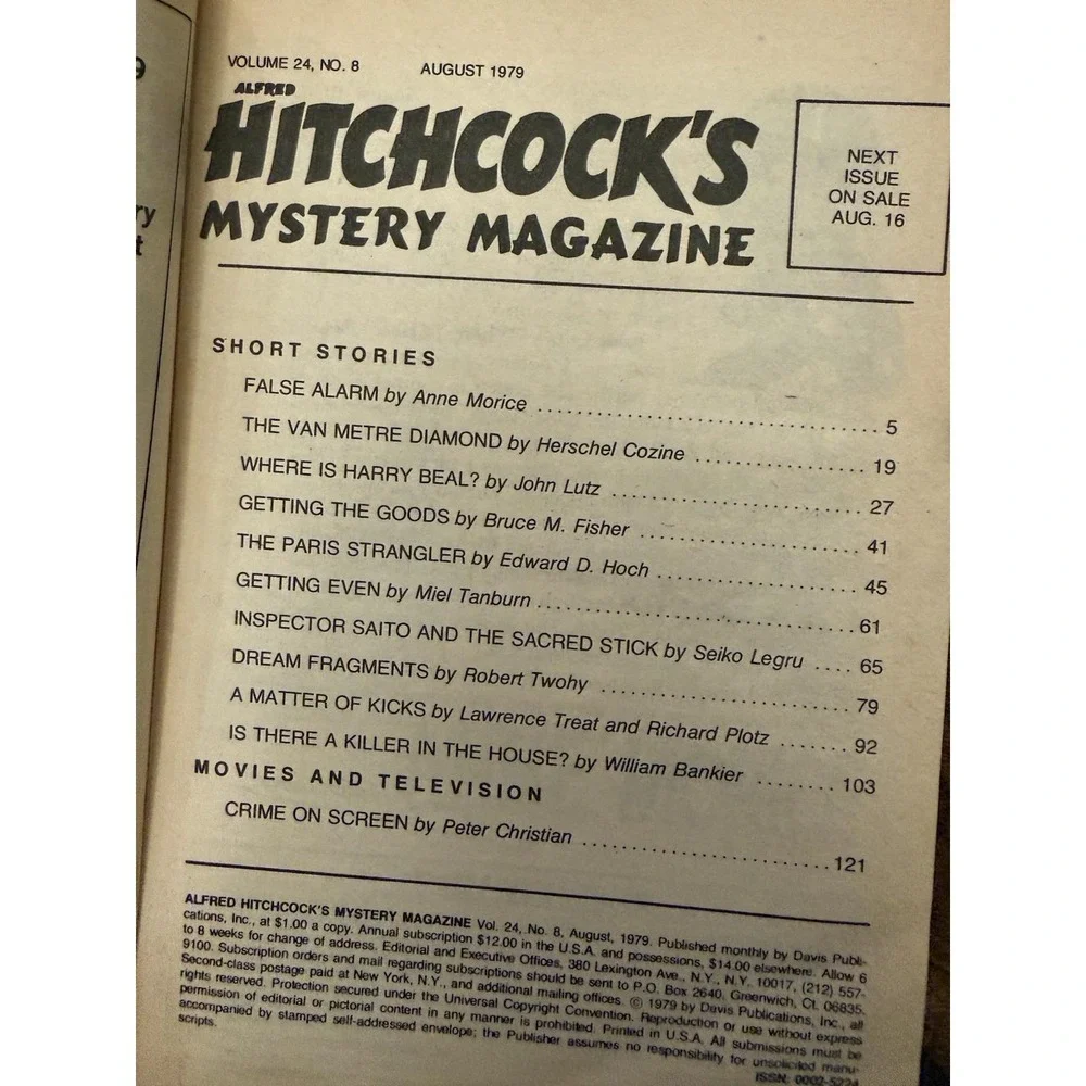 Alfred Hitchcocks Mystery Magazine 1979 Lot Of 2 July August Vintage Collectible